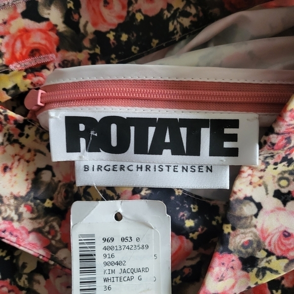 New Rotate Birger Christensen Kim Floral Whitecap Gray Mini Dress NWT Size 4 US - Picture 14 of 17